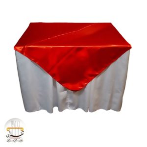 اجاره میز مستطیلی فلزی با رومیزی ساتن